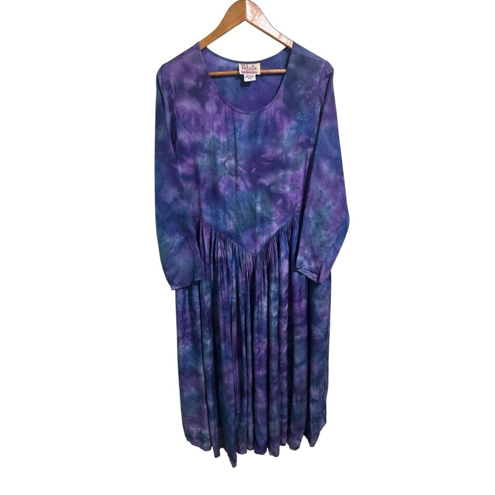 Boho Fairy Maxi Dress Women’s S/M Purple Blue Tie Dye Festival Made India New